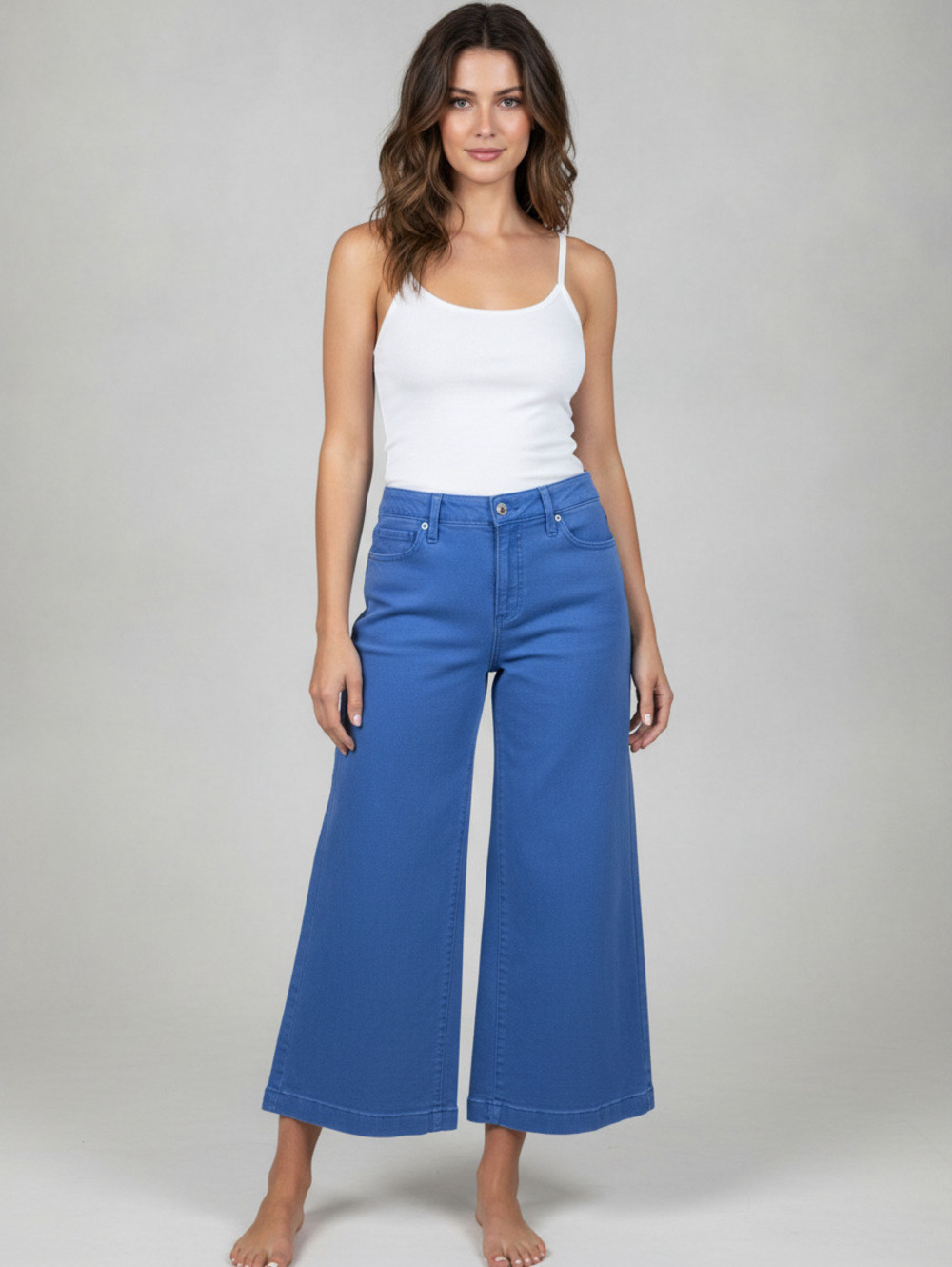 Chico's So Slimming High Rise Wide Leg Crop Pants Blue Size 0P/4P